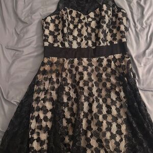 Milly Womens Fit and Flare Lace Overlay dress Size 12 Black Sleeveless Party